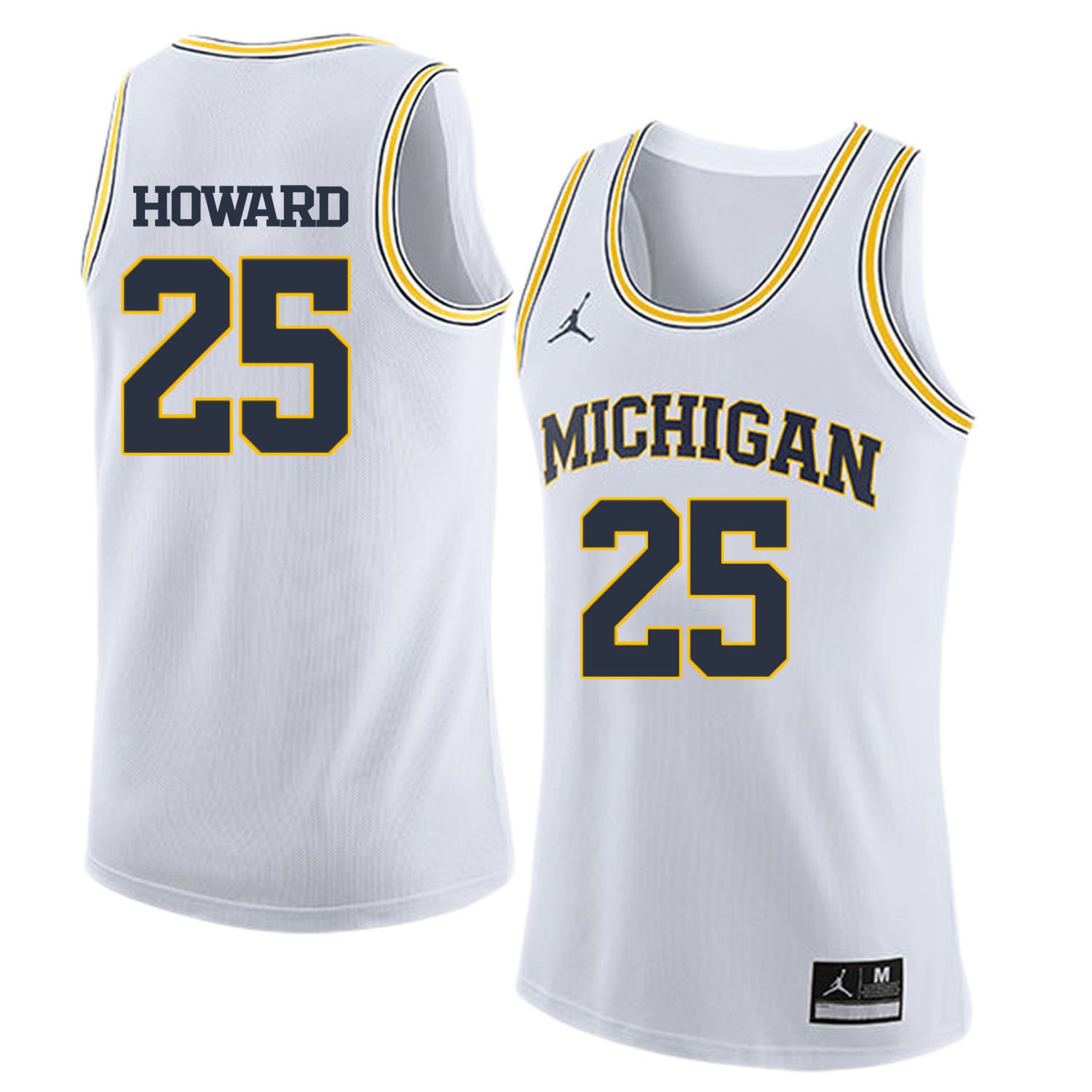 Men Jordan University of Michigan Basketball White #25 Howard Customized NCAA Jerseys->customized ncaa jersey->Custom Jersey